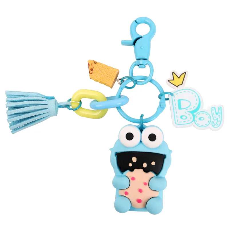 Милый брелок Kpop аниме с кисточкой мультяшный Elmo женский для ключей автомобильных