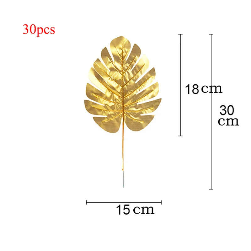 

30Pcs Artificial Tropical Palm Leaf Gold Turtle Leaves DIY Hawaii Birthday Wedding Party Decor Home Decoration Accessories