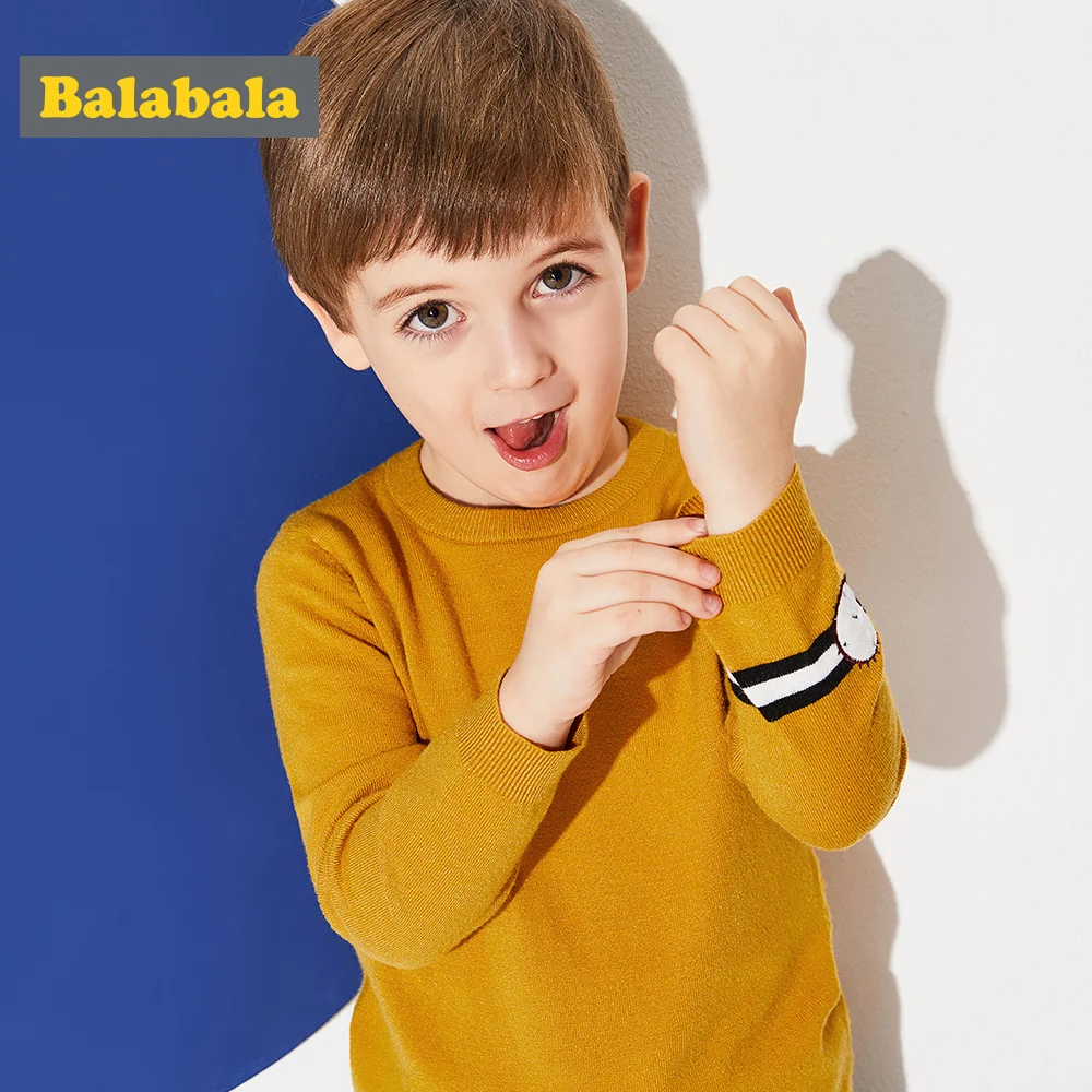 Balabala/пуловер для маленьких мальчиков свитер вязаный в рубчик поддельные часы