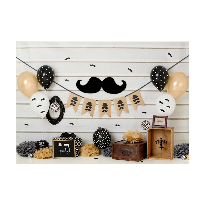 

7X5ft Photography Background Balloon Happy Party Theme Black Beard Photo Studio Background Cloth For Party Photo