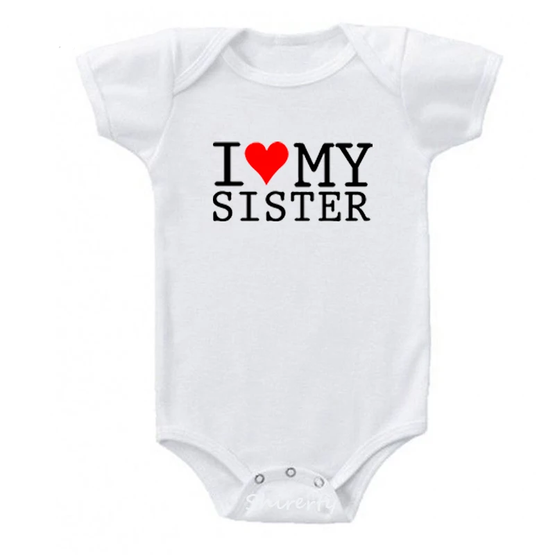 I Love My Sister Детские комбинезоны с надписью «I Love My Big Sister», одежда для маленьких мальчиков и девочек хлопковые комбинезоны одежда для новорожденных от 0 до 24 месяцев - Цвет: I Love My Sister