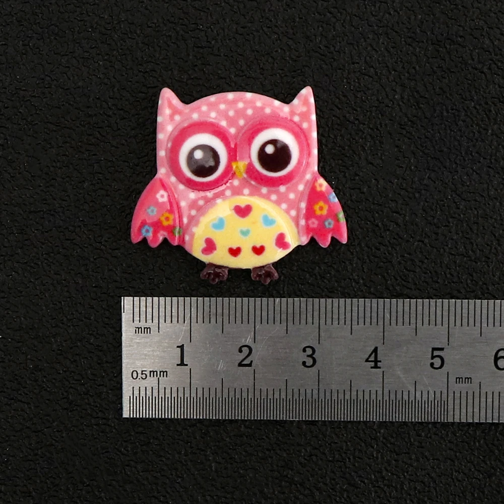 

New 30 Pieces Mixed Color Resin Flat Back Convex Round Cute Cartoon Owl DIY Hair Bow Accessories DIY Home Decoration