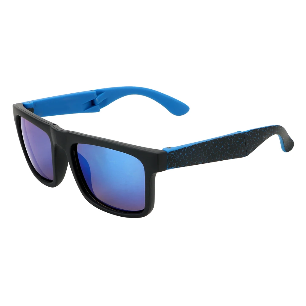 Black Frame Blue Leg LEEPEE отражающее покрытие очки складные солнцезащитные очки Мото очки аксессуары для мотоциклов портативные мотокросса гоночные очки - Цвет: Black Frame Blue Leg