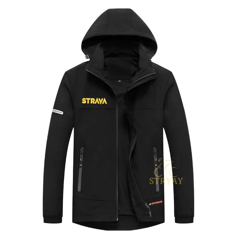 

Strava Men's Windbreaker Breathable Men's Cycling Windbreaker Elastic Mountain Bike Clothing for Men Hooded Cycling Jacket