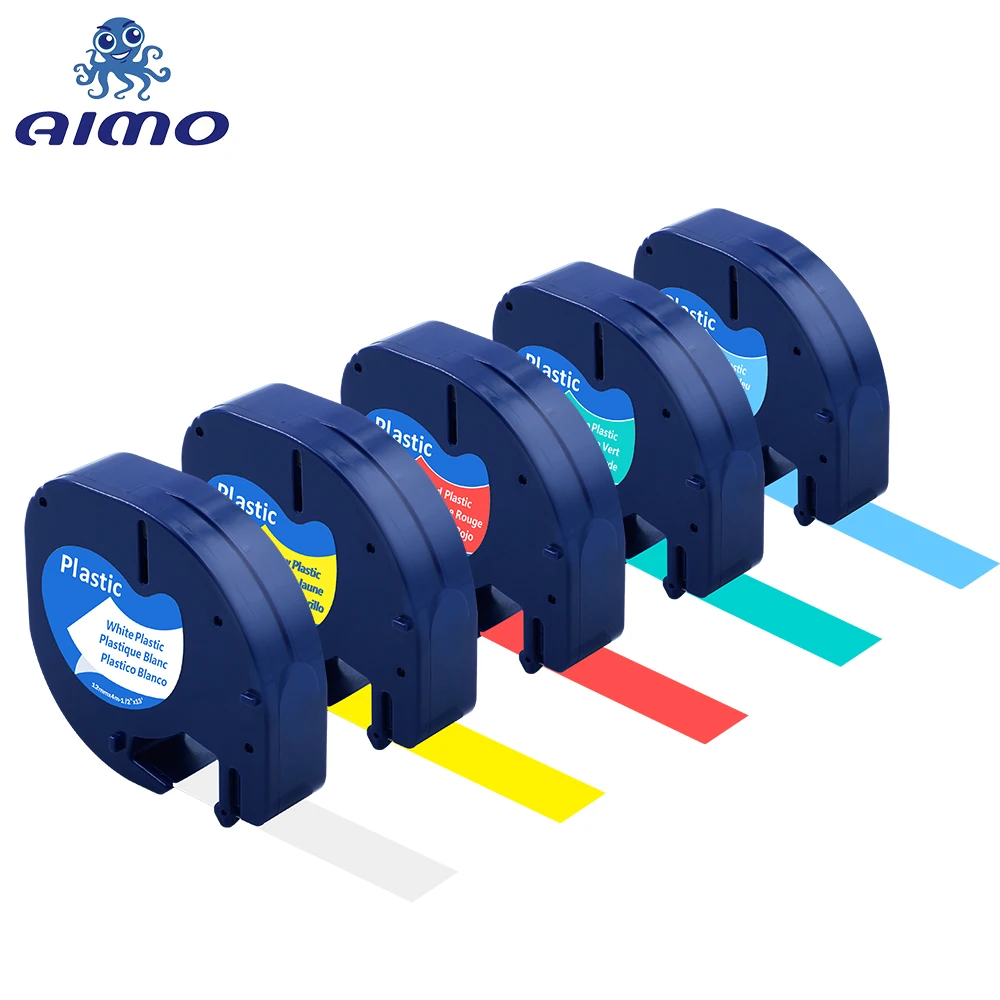 AIMO 5 упаковок 91331 91201 совместимы с DYMO LetraTag 91332 91333 91334 91335 пластиковые ленты 12 мм для