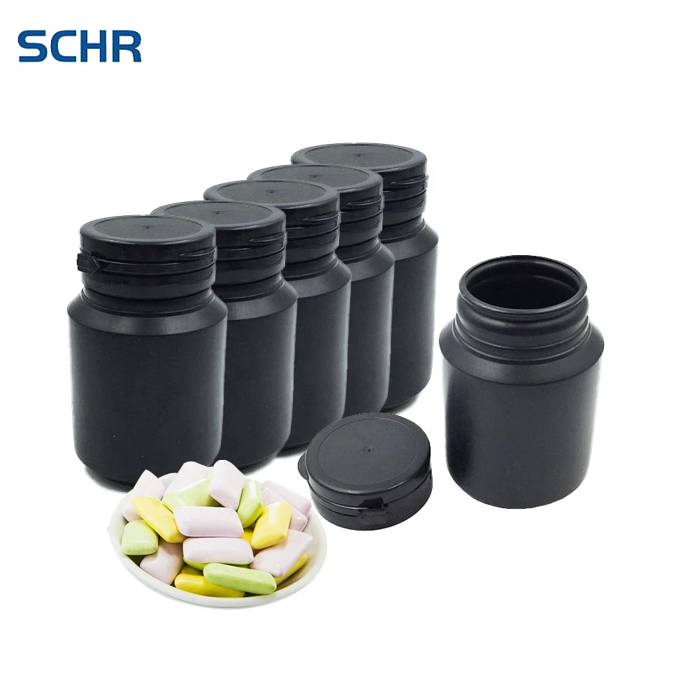 

20pcs 100ml 100cc 3.3oz Black HDPE Solid Capsules Empty Gummy Bottles with Pull-ring Tear Off cap Medical Container
