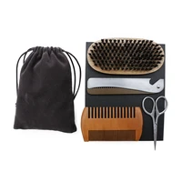 4 pcs brush set for men facial grooming tools scissor beard brush foldable steel comb