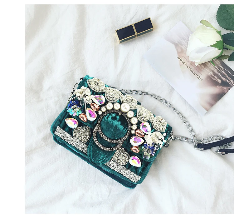 Роскошная винтажная женская сумка ручной работы с бисером и стразами клатч