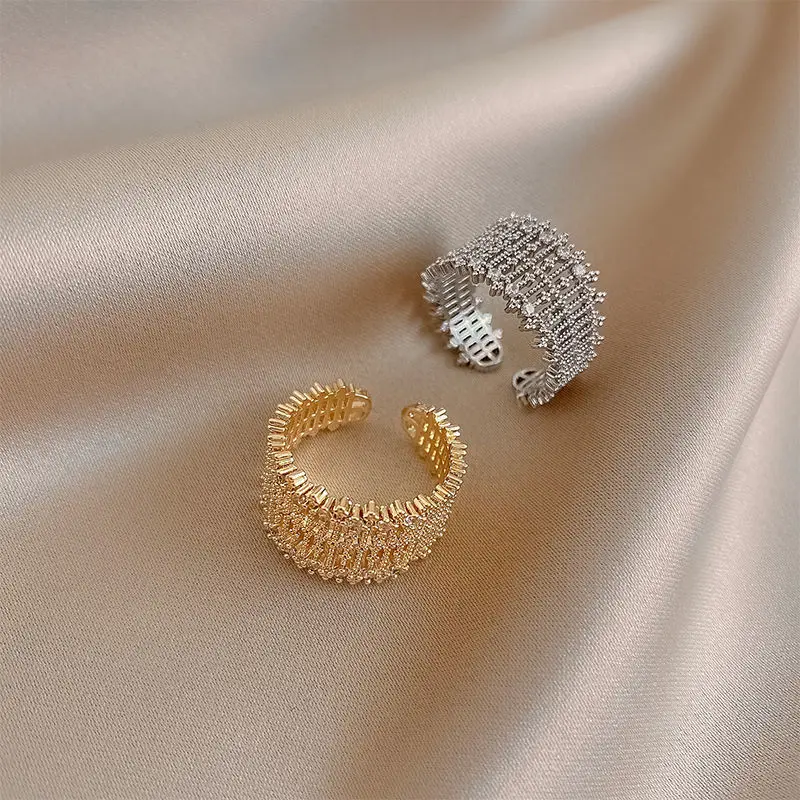 

South Korea Retro Luxury Full Diamond Opening Ring Fashion Simple Celebrity Index Finger Ring Women Jewelry Gift