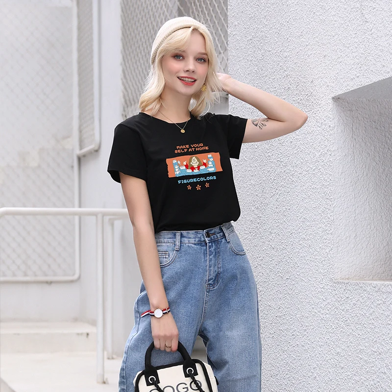 Новинка 2020 модные женские футболки повседневные хлопковые топы с мультяшным
