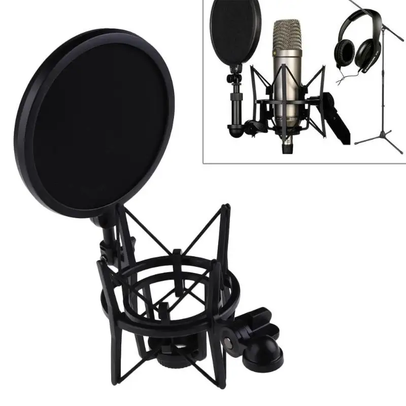 

Microphone Mic Professional Shock Mount with Shield Filter Screen for YouTube Vlogging,Game Streaming,Podcasting,Skype Call