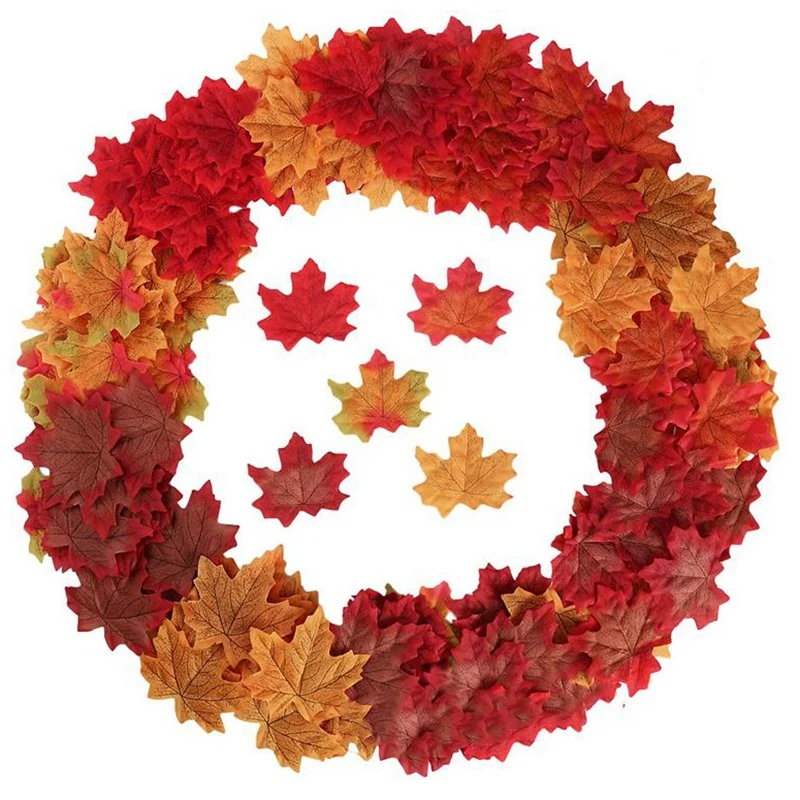 500 шт Ассорти смешанные осенние цветные искусственные кленовые листья для свадеб