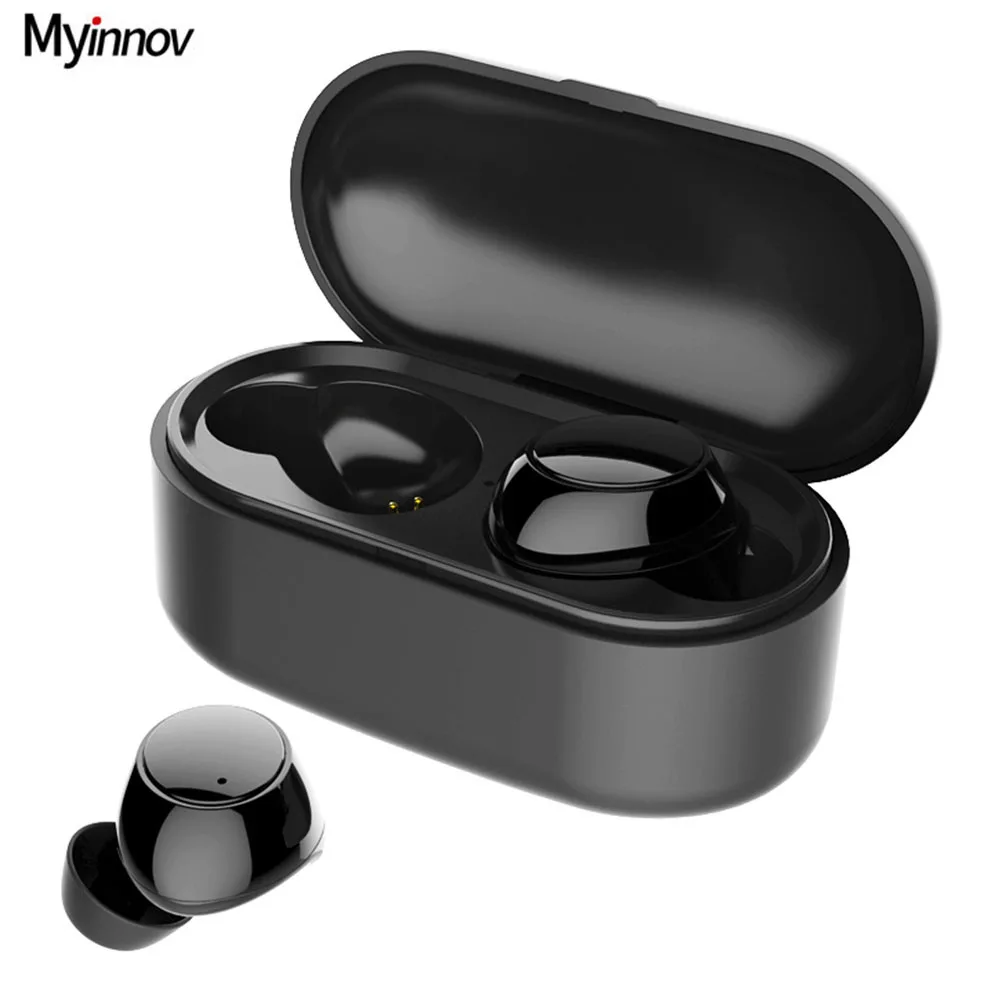Myinnov MKJ-Y1 TWS, Беспроводные спортивные наушники, двойные Bluetooth 4,2, стерео наушники с басами, с микрофоном, зарядная коробка для всех смартфонов