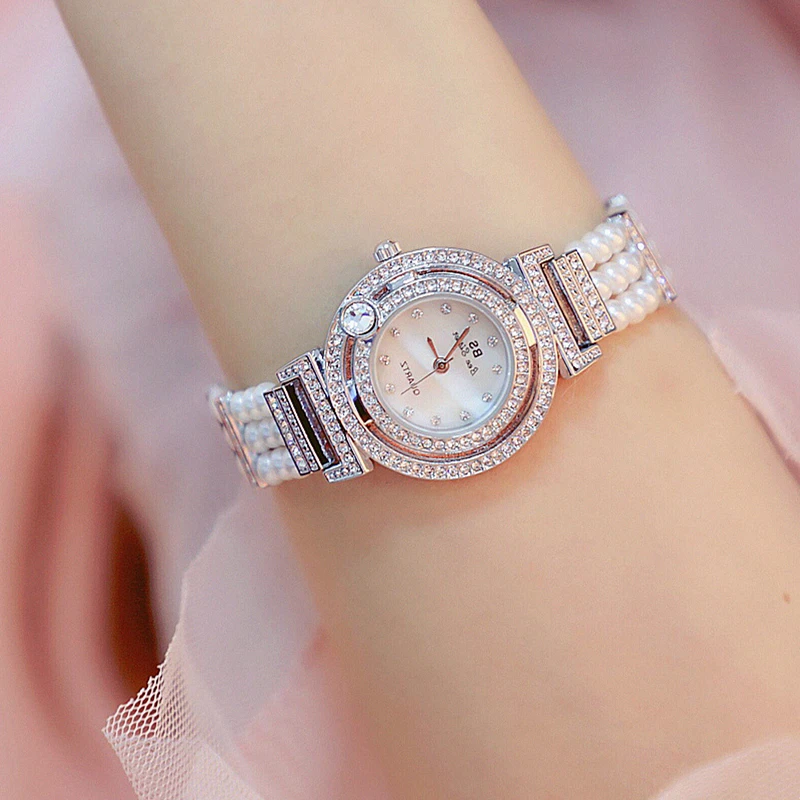 

DIAMOND WOMAN QUARTZ WRISTWATCHES LUXURY CRYSTAL PEARL WATCH ROSE GOLD LADIES WATCHES GIFTS BRACELET CLOCK RELOGIO FEMININO