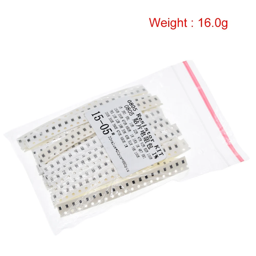 Комплект резисторов ShengYang 0603 0805 1206 SMD разные комплекты 1 Ом 1М 1% 33 значения 20 шт. = 660
