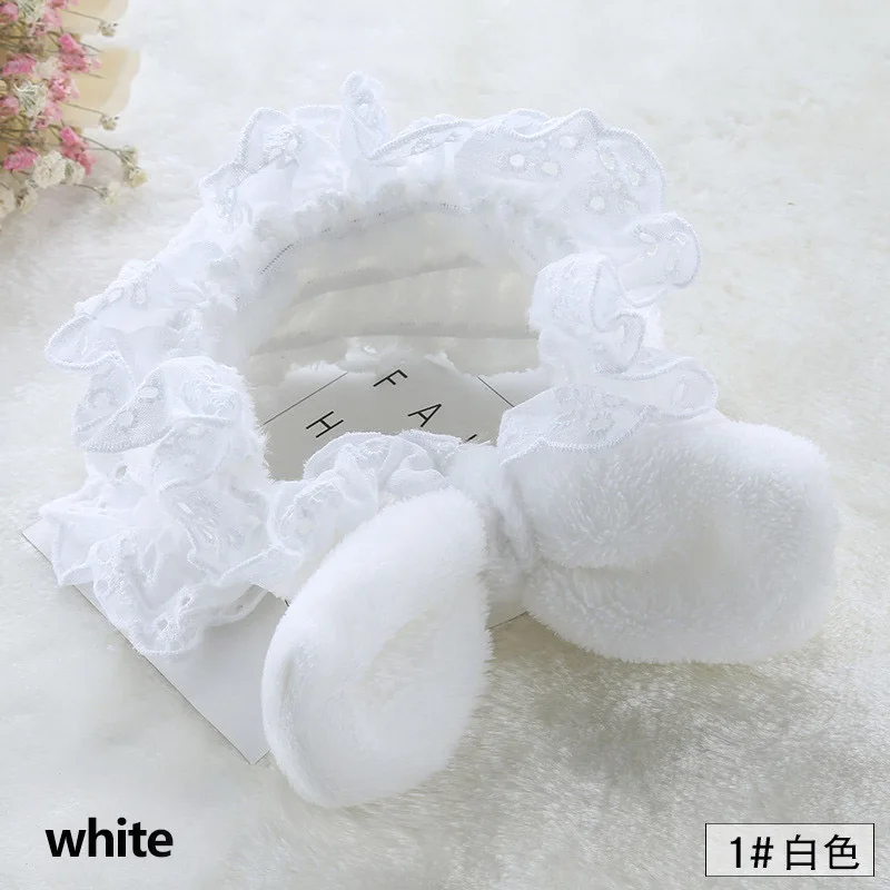 Lace 1 Новые OMG буквы коралловый флис мыть лицо повязки для волос для женщин милый мягкий бант девушки повязки, резинки для волос аксессуары для волос в виде тюрбана - Цвет: Lace 1