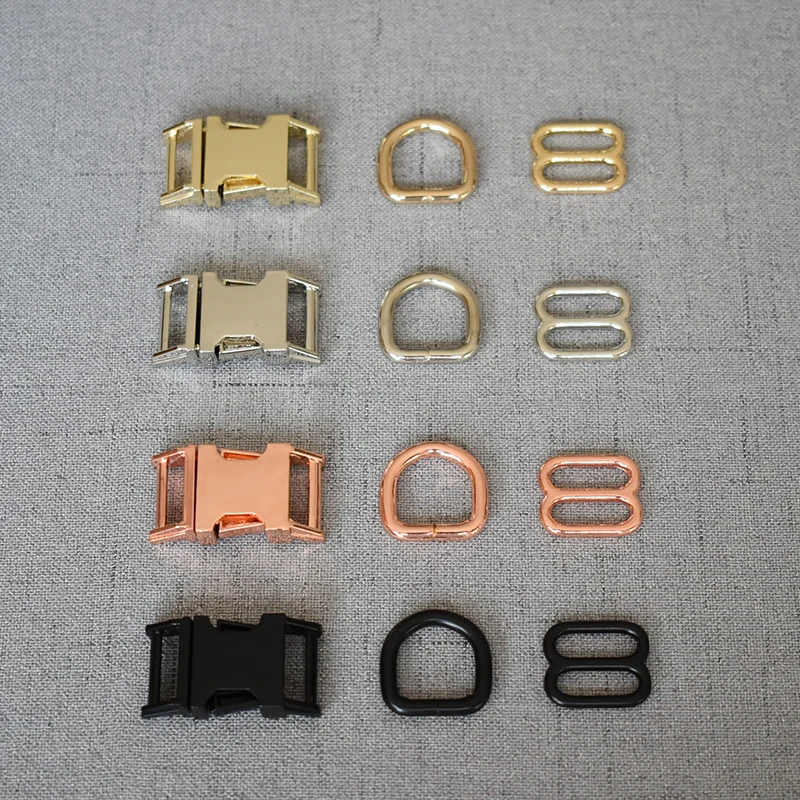 

10 set 15mm metal straps slider D ring release belt buckle for pet dog collar dog leash sewing DIY accessory