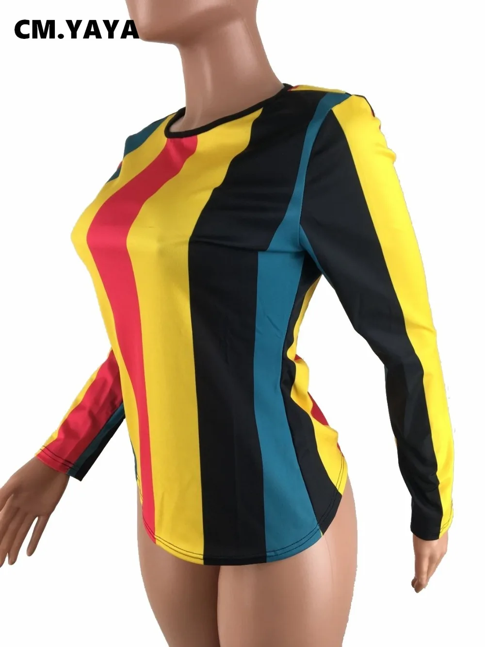 S XXL 2019 на весну и зиму Цвет Полосатый Принт футболки топы одежда с длинными