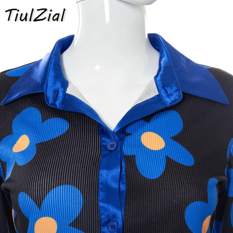 

TiulZial Ribbed Knitted Y2K Women Outfit Print Flora Button Cardigan Top And High Waist Trouser Suits 2021 Two Piece Set Women