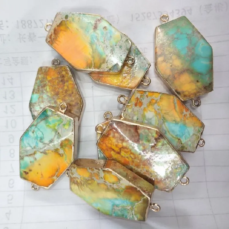 2PCS New Women Connectors Nature Imperial Jasper Material Size 37X25MM Free Shipping Wholesale Price From China Mountains Minels - купить по