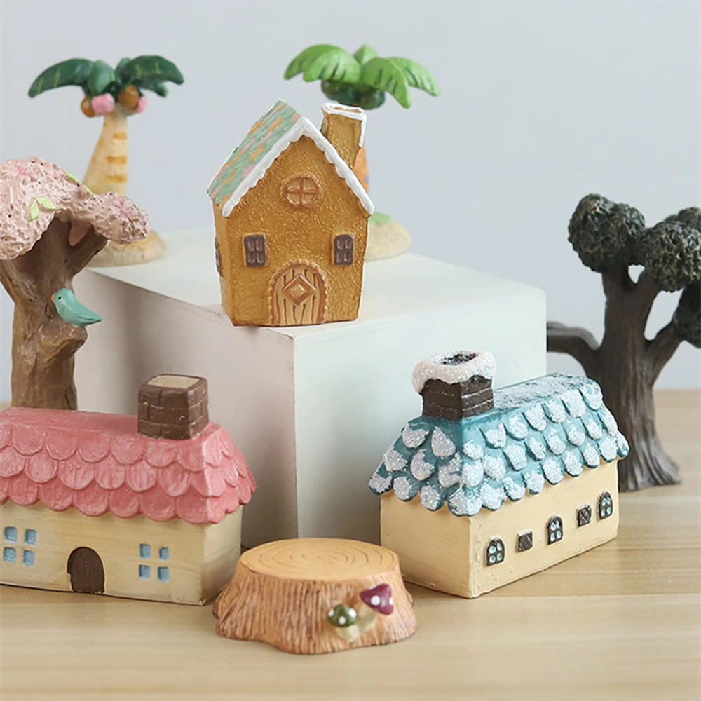 

Творческий пень дома Статуэтка миниатюрное украшение для сада в виде Феи микро-пейзаж смолы украшения подарок Гостиная украшения