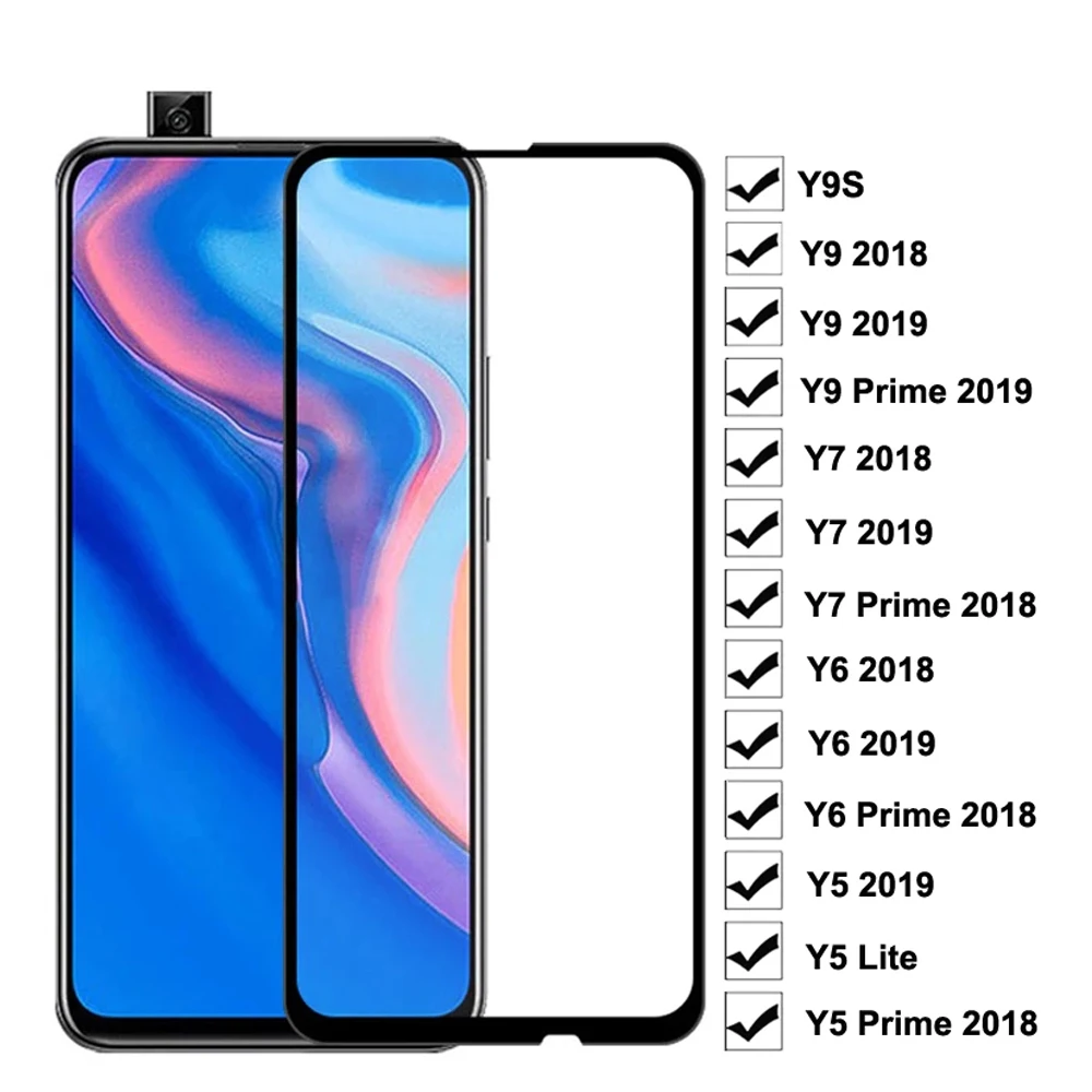 

9D tempered glass for huawei y9s y9A y8s y8p y7p y6s y6p y9 y7 prime y6 pro 2019 y5 2018 phone screen protector protective film