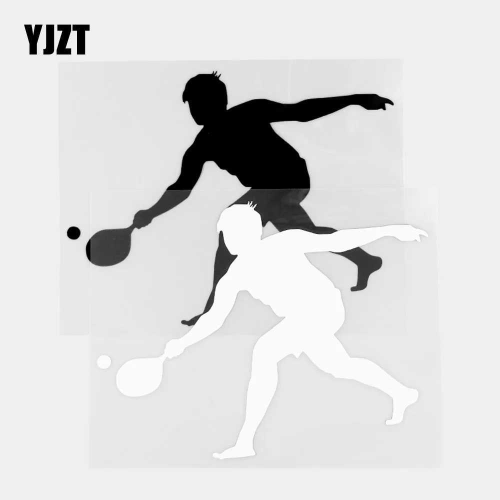 

YJZT17.8 × 13,7 см креативная виниловая наклейка, автомобильная наклейка, узор для игры в теннис, украшение для тела, черный/серебристый цвет 20A-0429