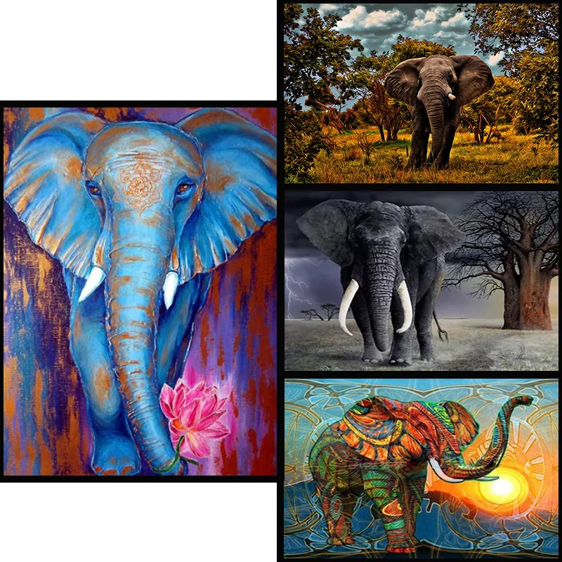 

Full Drill 5D DIY Diamond Painting "elephant" handmade Embroidery arts Cross Stitch Mosaic Decor