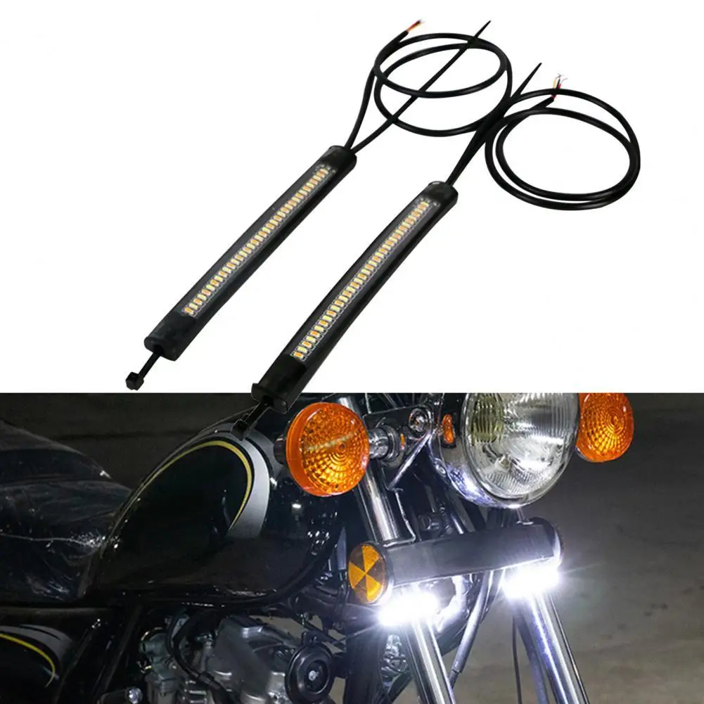 

2Pcs Sturdy Motorcycle Front Fork LED Driving Light Black Motorcycle Signal Light Strip Fine Workmanship for Motorbike