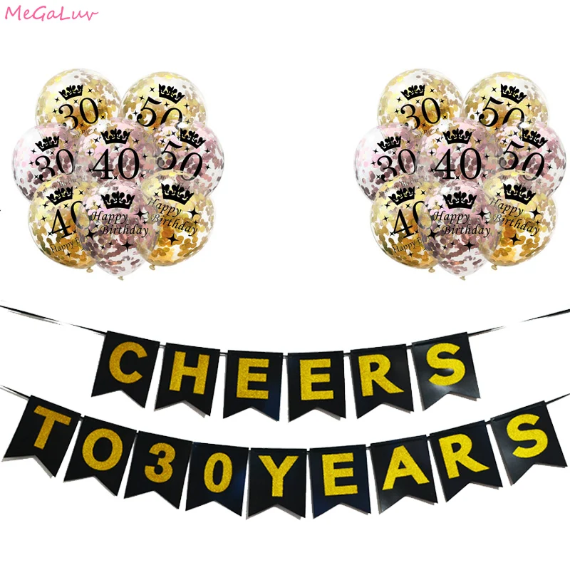 

Бумажный баннер с блестками на день рождения, 18/21/30/40/50/60 лет