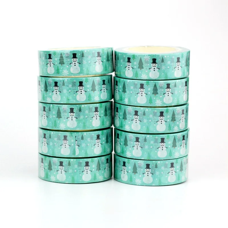 

NEW 10pcs/Lot Decorative White Little Snowman Christmas Washi Tapes for Bullet Journal Adhesive Masking Tape Cute Stationery