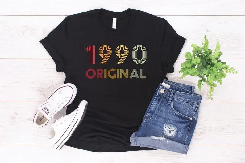 

Original 1990 funny 31 birthday shirt birthday gift summer fashion women's round neck 100%cotton T-shirt unisex harajuku shirt