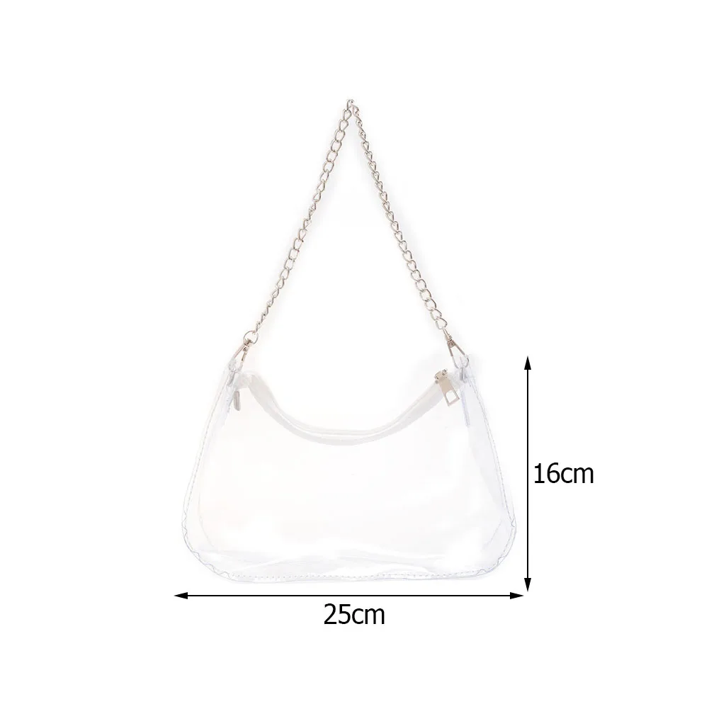 

Fashion Women Transparent Flower Printing Waterproof Shoulder Underarm Bag Casual Ladies Pearl Chain Small Crossbody Handbags