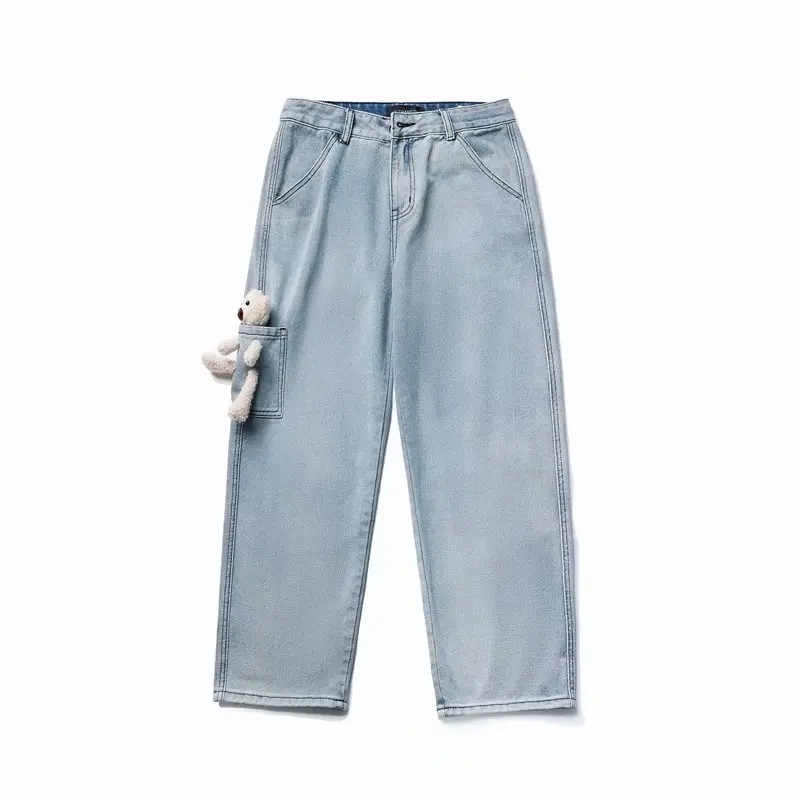 

Bear jeans men's trendy ins Hong Kong style new loose wide-leg pants student handsome trend straight nine-point pants