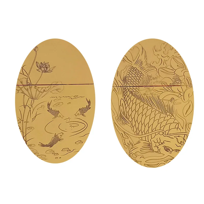 

Fortune carp kerosene lighter pure copper koi five-sided carved authentic