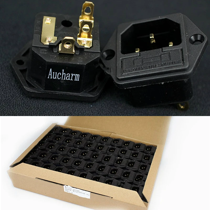 Aucharm позолоченный медный IEC Socket предохранитель сиденья HIFI аудио адаптер