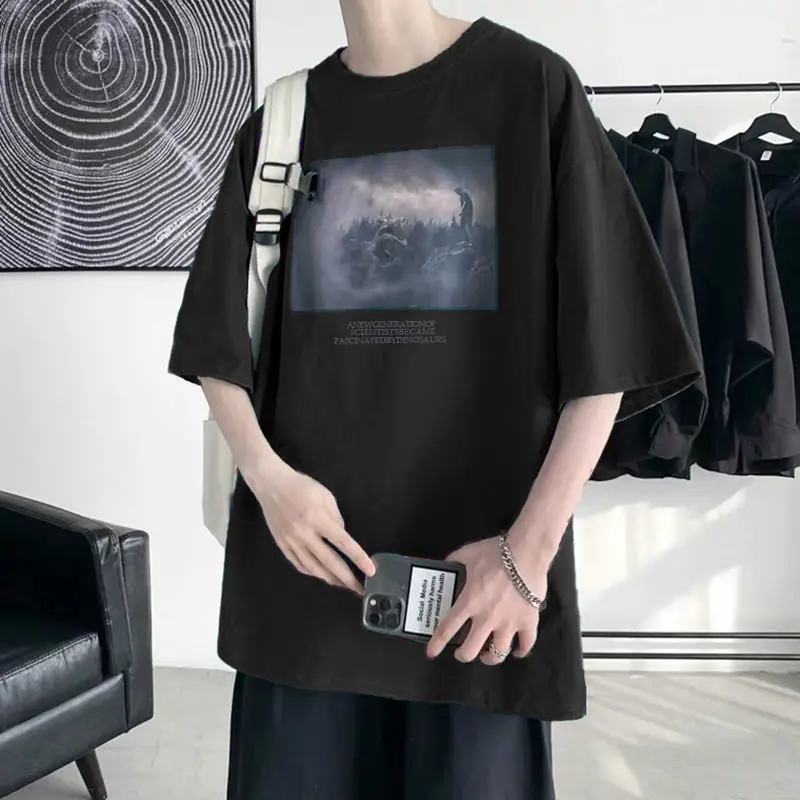 

Short-sleeved men's t-shirt 2021 new summer loose round neck T-shirt all-match Korean trend half-sleeved top