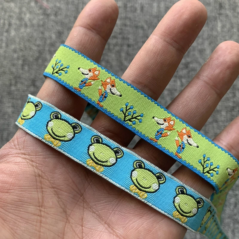 

10YARD 5/8 Inch 16MM Frog And The Fox Jacquard Cartoon Ribbon