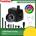 USB-насос для воды, бесшумная Водонепроницаемая помпа с шнуром питания, 12 светодиодов светильник для сада, аквариума, фонтана, пруда