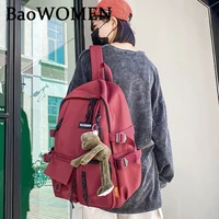 baowomen fashion canvas women backpack anti theft shoulder bag criss cross school bag school for teenager girls backpack female