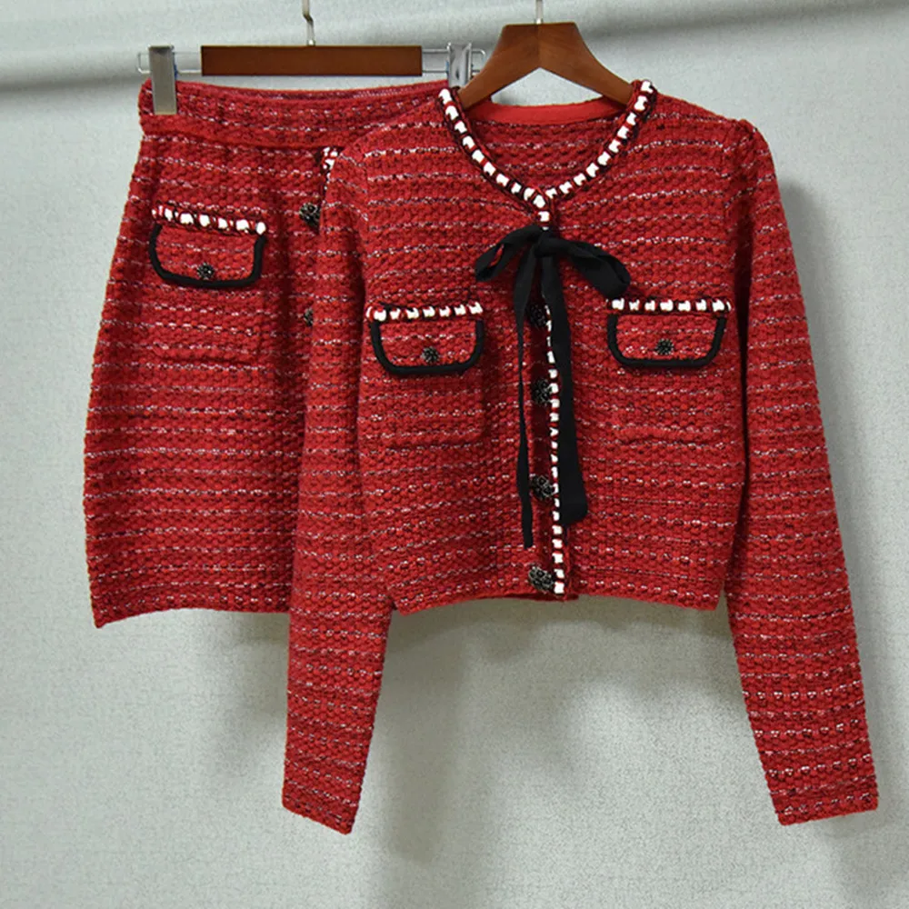 Spring Autumn Women's O-neck Knitting Jackets High Quality 50%Wool Bowtie cardigans Top C087