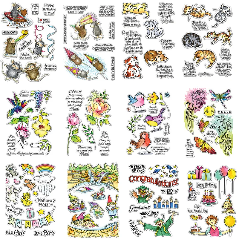 Прозрачные штампы карликовый попугай щенок кошка мышь Роза для сделай сам