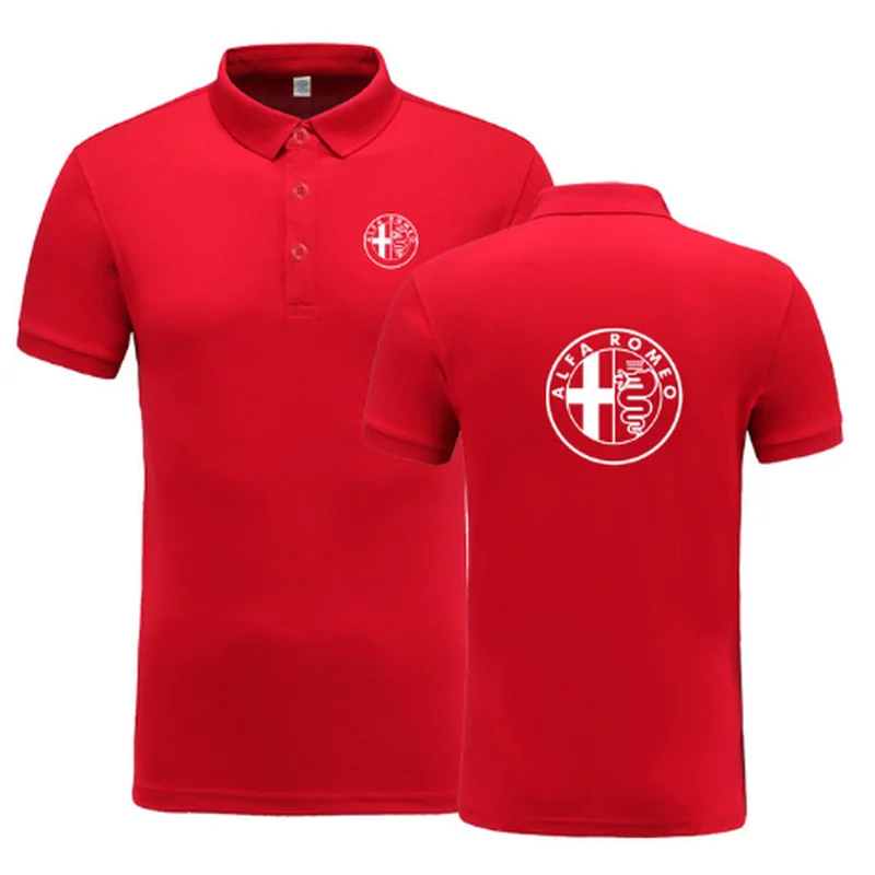 

New Summer Short-sleeve Polo Homme High Quality Cotton Fashion Alfa Romeo logo Print Polo Shirt Casual Business Camisa Polo