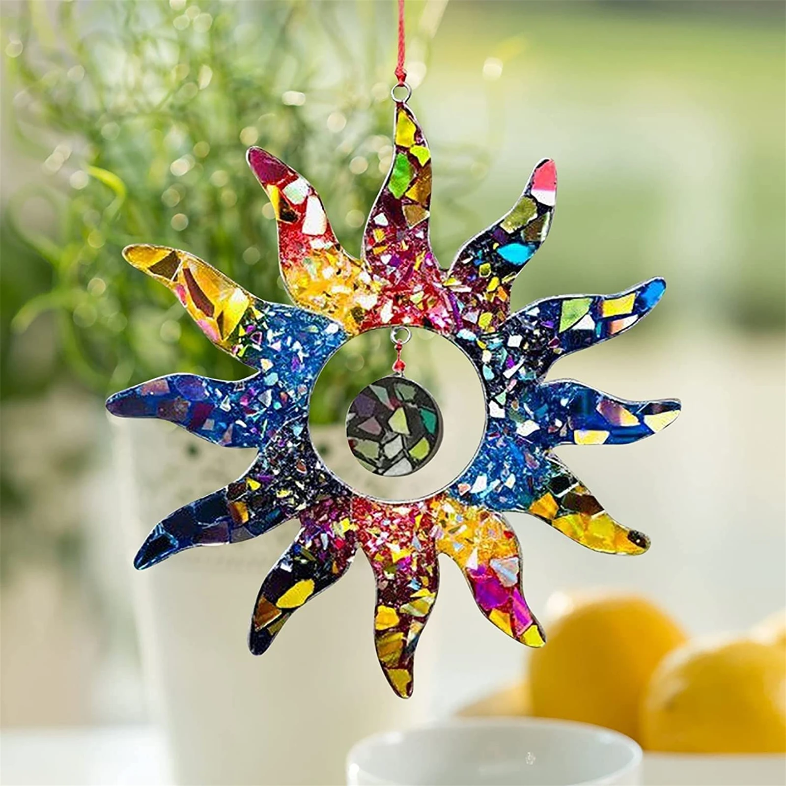 

Acrylic Rainbow Sun Decoration Ornaments Garden Wall Hanging Pendant, Art Sculpture Garden Courtyard Decoration Figurines