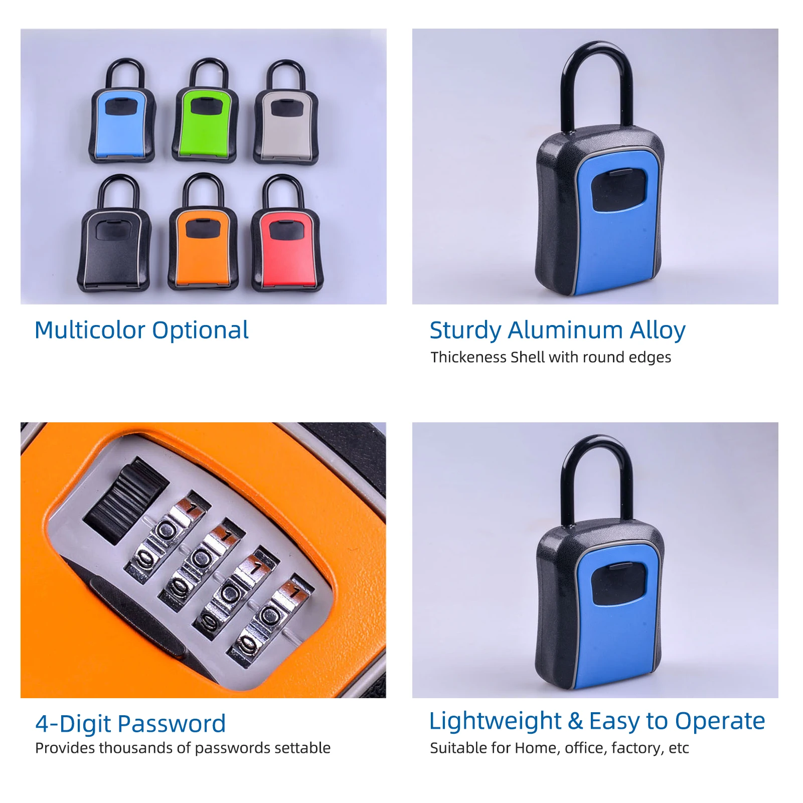 Замок для хранения ключей С Пылезащитным чехлом из алюминиевого сплава 4-значный