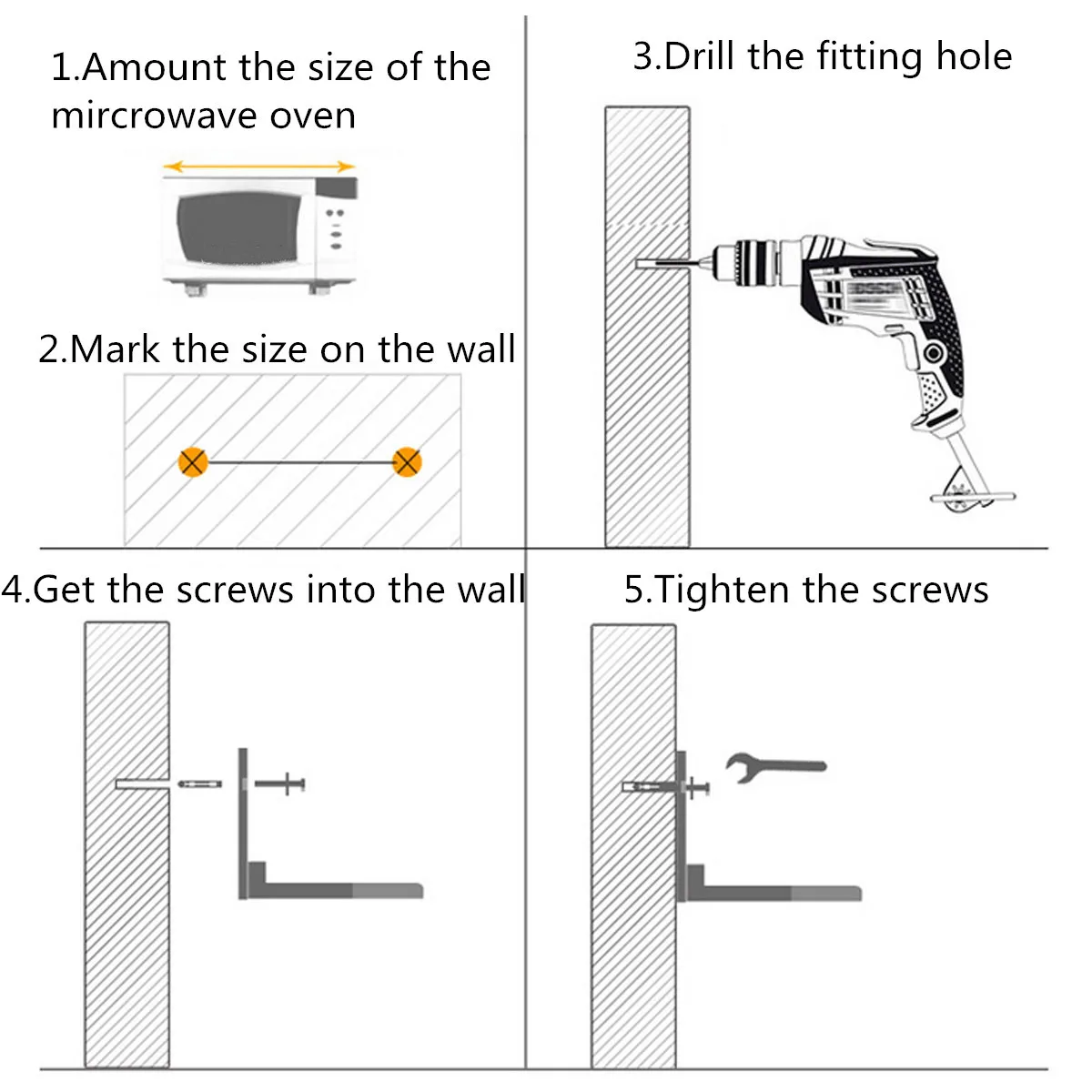

Microwave Oven Rack Stainless Steel Foldable Retractable Wall Mount Oven Shelf Bracket Home Kitchen Oven Stand Support Holder