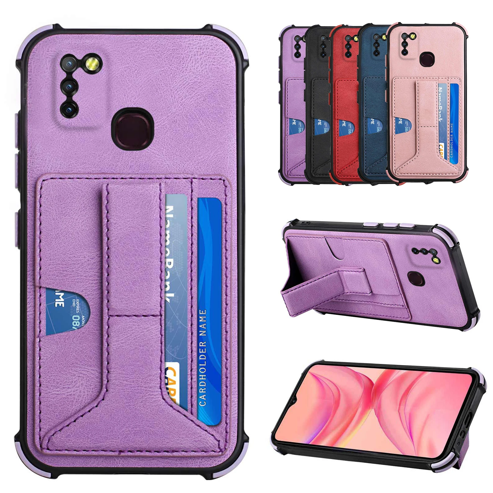 

Leather Case For Infinix Smart 5 4 Hot 10 Lite Play 10T 10S Note10 Pro Camon 17 Spark GO 7Pro X682 X688 Holder Card Slots Stand