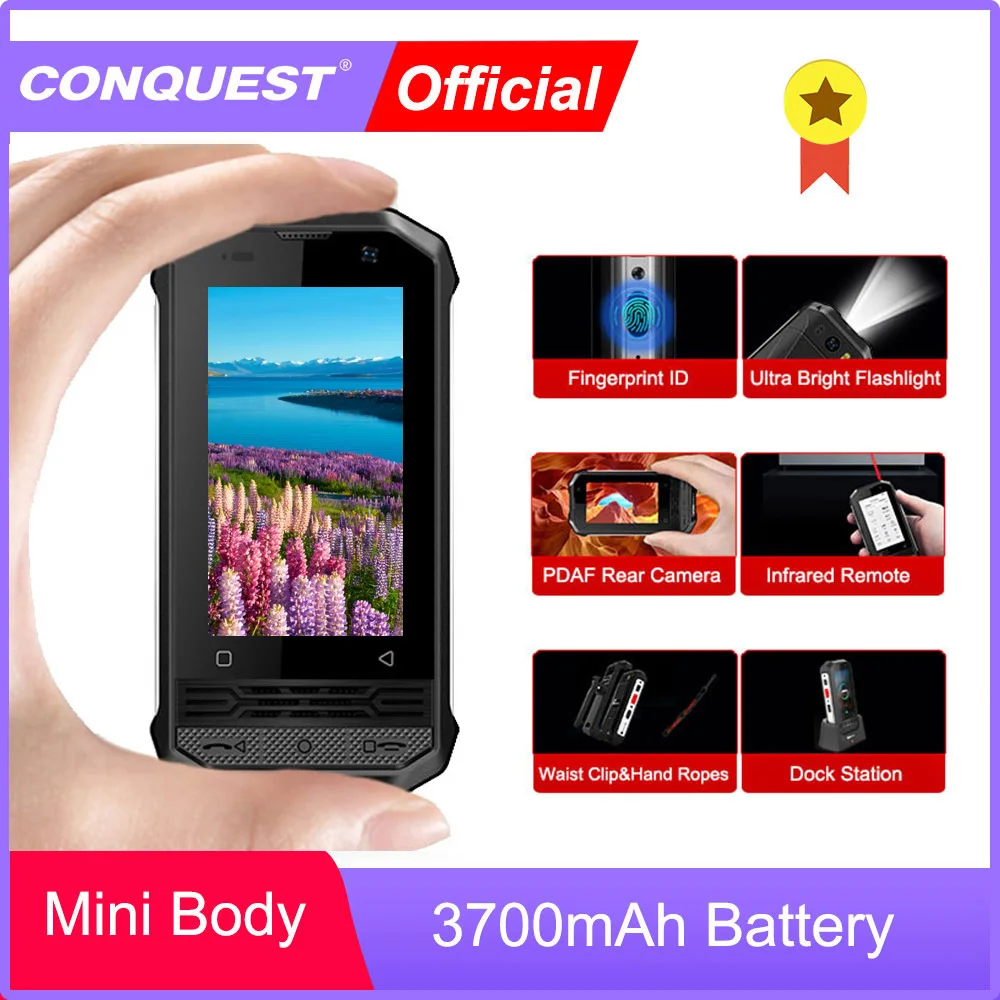 CONQUEST F2 2023 Little F2 Mini IP68 Rugged Smartphones  Mini Smartphone IP68 Smart Phone NFC Android Smartphone Unlocked Movil
