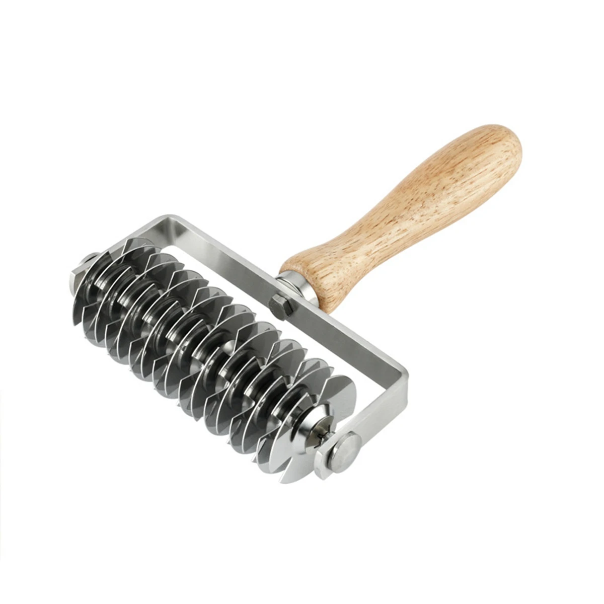 

Stainless Steel Dough Lattice Bread Crust Roller Cutter Wood Handle Pastry Crust Roller Cutter Wooden Handle Roller Dough Roller