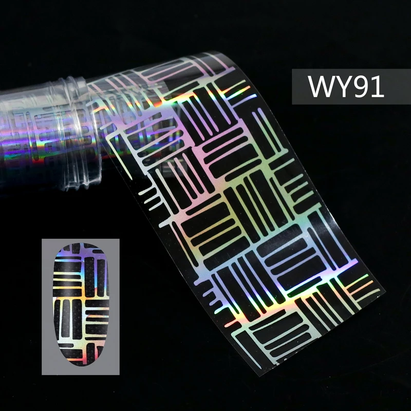 Y91 Nail Foils 1 шт. голографические наклейки-лак для ногтей Переводные Звездные полоски наклейки для дизайна ногтей смешанные узоры ползунки для хобби ногтевой дизайн - Цвет: Y91 Nail Foils